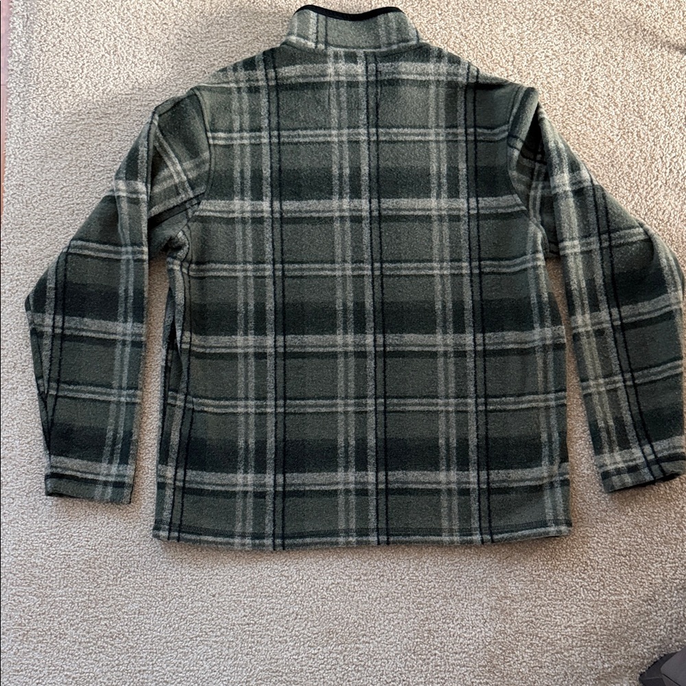 Men’s John Wayne Stock Supply Green/Gray Plaid Fleece 1/4 Zip Pullover - Picture 7 of 7